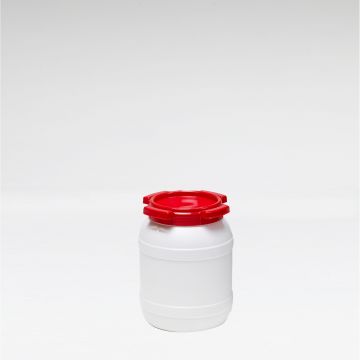 Kunststof wijdmondvat, 198x266 mm, 6,4 liter, vat wit deksel rood