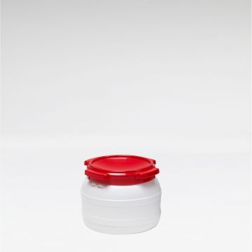 Kunststof wijdmondsvat, ø274x239 mm, 10,4 l. vat wit deksel rood