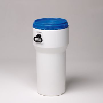Kunststof wijdmondvat, ø374x770 mm, 60 liter, nestbaar met handgrepen, wit