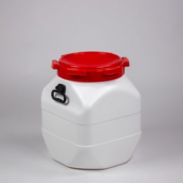 Square drum 50L 380x380x476 mm with 2 handgrips white/red