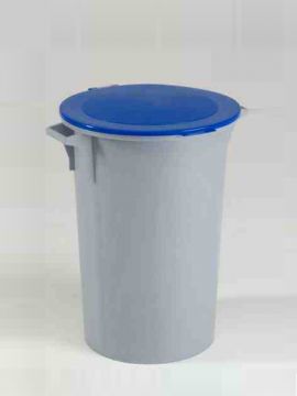 Waste bin, 78 liters ø480x670 mm grey with blue hinged lid