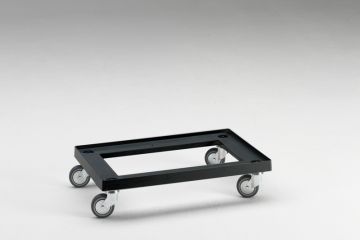 Transportroller met open dek, 600x400 mm, tot 150 kilo, op 4 zwenkwielen, zwart