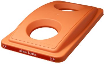 Ecosort deksel voor plastic afval met 2 ronde gaten, oranje