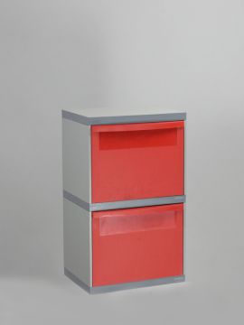 Modular waste station 2-fraction set 400x300x700 mm grey body red lids