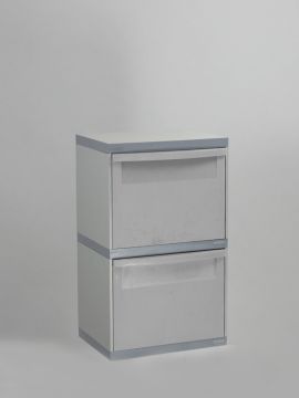 Modular waste station 2-fraction set 400x300x700 mm grey body grey lids