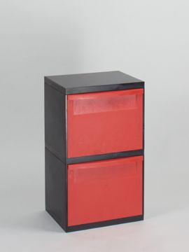 Modular waste station 2-fraction set 400x300x700 mm black body red lids