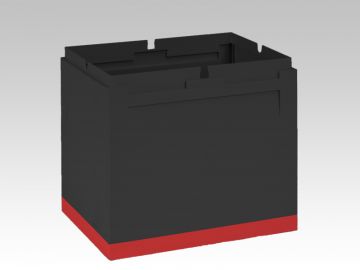 Modular waste bin 40 l.  400x300x350 mm black body red bottom