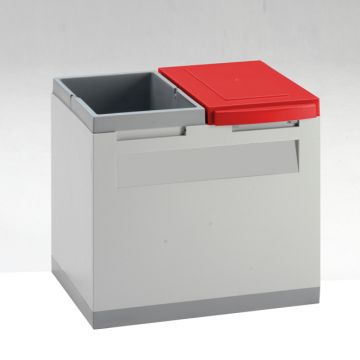 Kantoormodule voor papier en restafval 400x300x350 mm grijs/rood