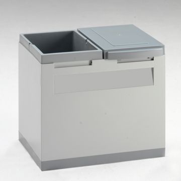 Office waste bin for paper and general waste 400x300x350 mm grey/grey