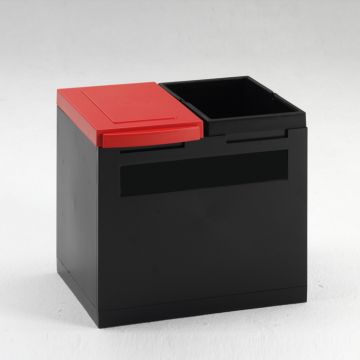 Office waste bin for paper and general waste 400x300x350 mm black/red