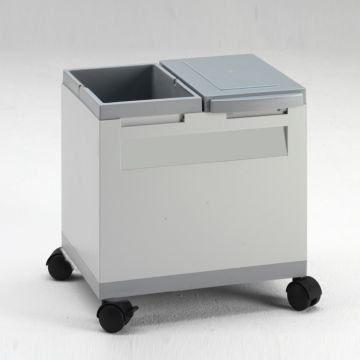 Office waste bin on wheels 400x300x350 mm grey/grey