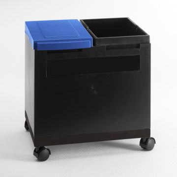 Office waste bin on wheels 400x300x350 mm black/blue