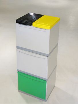 4-fraction waste station grey 2 tilting bin gr/green 2 bucket 2 lid yellow/black