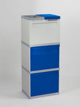 4-fraction waste station grey 2x tilting bin blue 1x bag holder 1x bucket lid blue