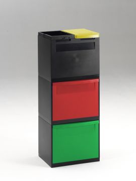 4Fractie module zwart 2x kantelbak rood/groen 1 klem 1 emmer deks geel