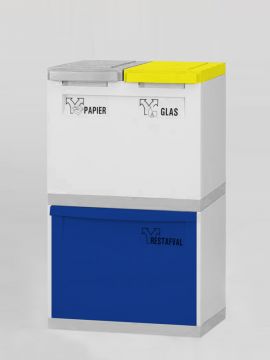 3-fraction waste station grey 1 tilting bin blue 2x bucket 2x lid yellow/grey