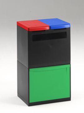 3Fractie module zwart 1 kantelbak groen 2x emmer 2x deksel rood/blauw