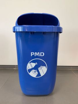 Kunststof city-afvalbak voor PMD, 430x345x750 mm, 50 liter, blauw