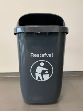 Kunststof city-afvalbak voor RESTAFVAL, 430x345x750 mm, 50 liter, grijs