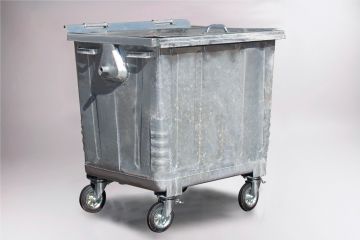 Wheelie bin 1100L with steel lid, 1370x970x1430 mm