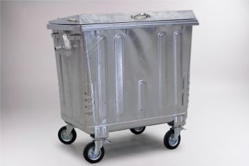 Wheelie bin 1100L with reinforced steel lid, 1370x970x1430 mm