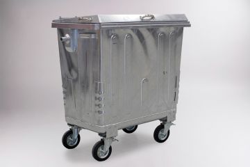 Wheelie bin 770L with reinforced steel lid, 1370x780x1370 mm