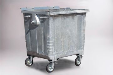 TWEEDEHANDS Metalen afvalcontainer 1100 liter, met staal deksel 