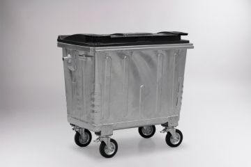 Wheelie bin 660L with plastic black lid, 1370x780x1245 mm