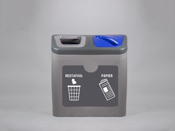 Waste separation station with 2x 50 liter waste bins