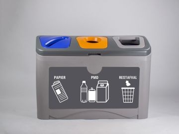 Waste separation station with 3x 50 liter waste bins