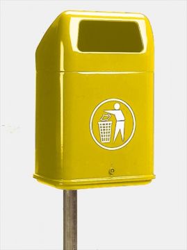Urban outdoor trash can 60 liters, 440x370x730 mm, yellow