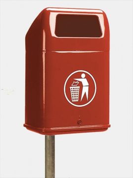 Urban outdoor trash can 60 liters, 440x370x730 mm, red