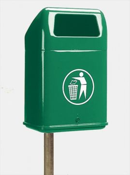 Urban outdoor trash can 60 liters, 440x370x730 mm, green