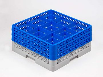 Vaatwaskorf 500x500x220 grote mazen t.b.v. ø 150 mm bekerglazen (9 vaks)