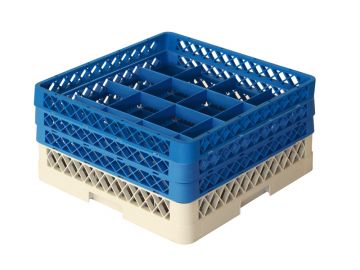 Vaatwaskorf 500x500x220 mm grote mazen t.b.v. ø 112 mm bekerglazen (16 vaks)