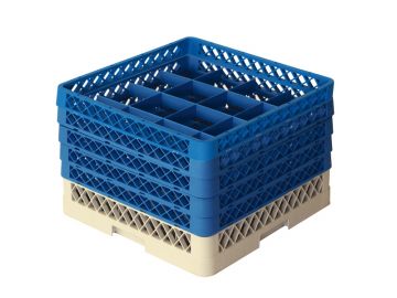Vaatwaskorf 500x500x300 mm grote mazen t.b.v. ø 112 mm bekerglazen (16 vaks)