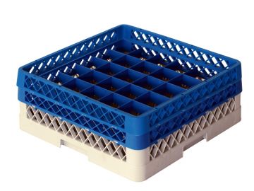 Dishwashing rack for goblets 500x500x180 mm, 36 compartments open top ø 74 mm
