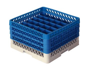 Dishwashing rack for goblets 500x500x260 mm, 36 compartments open top ø 74 mm