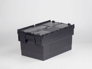 Attached lid container 55L 600x400x320 mm black/black