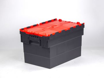 Attached lid container 63L 600x400x365 mm black/red