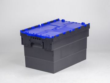 Attached lid container 63L 600x400x365 mm black/blue