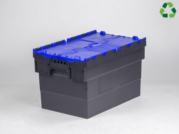 Distributiebak E-line Distribox, bakdeel zwart, dekselhelften blauw 63 liter