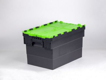 Attached lid container 63L 600x400x365 mm black/green