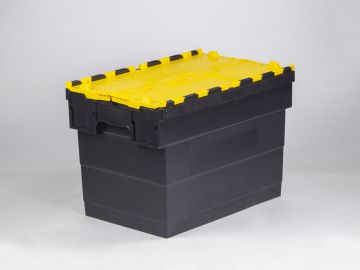 Attached lid container 72L 600x400x416 mm black/yellow