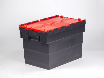 Attached lid container 72L 600x400x416 mm black/red