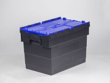 Attached lid container 72L 600x400x416 mm black/blue