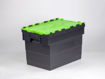 Attached lid container 72L 600x400x416 mm black/green