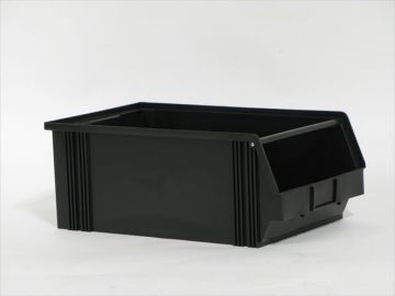 Magazijnbak 500x300x200 mm met grijpopening, ESD-veilig, zwart