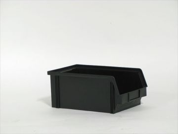 Magazijnbak 340x200x145 mm met grijpopening, ESD-veilig, zwart