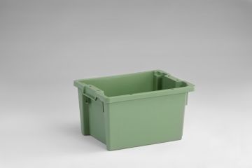 Kunststof draaistapelbak 400x300x220 mm, 18 liter, zonder deksel, groen